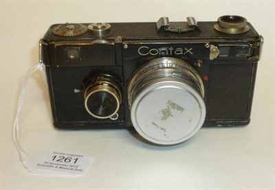 Lot 1261 - A Zeiss Ikon Contax I Model D Camera, in black, serial number Z46078, with Sonnar f2/50mm lens