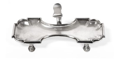 Lot 409 - A George II Silver Snuffer Tray, maker's mark worn, London 1735, shaped rectangular form with...