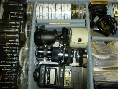 Lot 1267 - A Collection of Cameras and Accessories, including a chrome Nikon F No.7388116, with Nikkor-P...