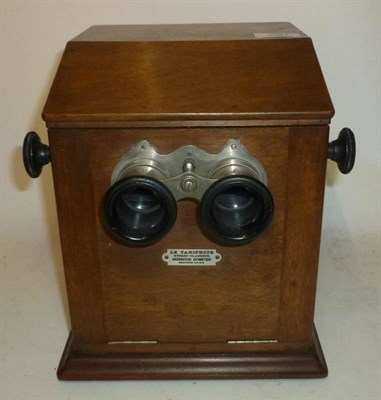 Lot 1281 - A French Mahogany Cased Table Top Stereoscopic Viewer 'Le Taxiphote', of vertical rectangular form