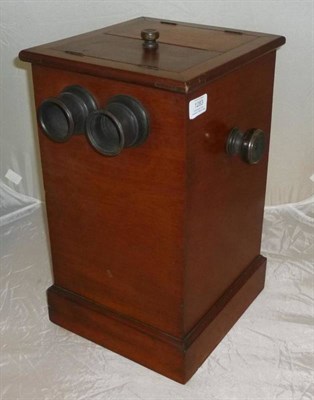 Lot 1283 - A Mahogany Table-top Stereo-viewer, of upright rectangular form, with mirror to underside of hinged