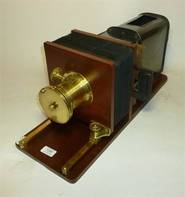 Lot 1288 - A Mahogany, Tinplate and Brass Dual Use Magic Lantern, for slides and moveables, with 12inch...