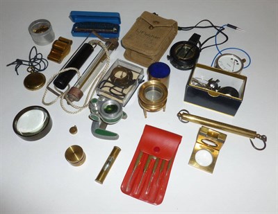 Lot 1000 - Mixed Instruments, including a brass military issue marching compass by T.G. & Co. in a canvas...