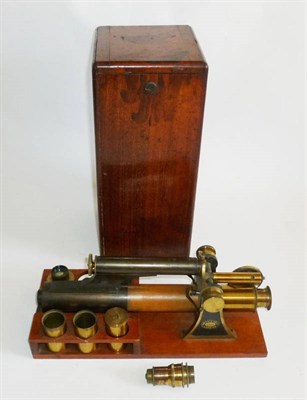 Lot 1027 - A 19th Century Lacquered and Oxidized Brass Monocular Compound Microscope by Smith & Beck,...