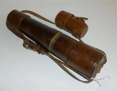 Lot 1041 - A 2inch Brass 3-Draw Telescope, with stitched leather sleeve and anti-flare hood, lens covers...