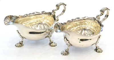 Lot 416 - A Pair of George II Silver Sauce Boats, Fuller White, London 1754, oval with a shaped borders,...