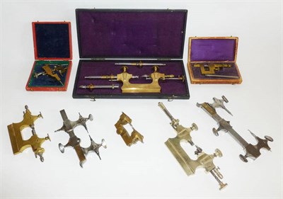 Lot 1058 - Eight Brass and Steel Watchmakers Lathes and Tools, including a cased French set and two other...