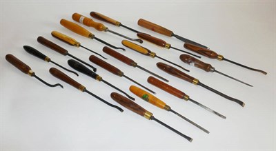 Lot 1062 - A Collection of Seventy Seven Wooden Handled Carving Tools, including Henry Taylor with exotic wood