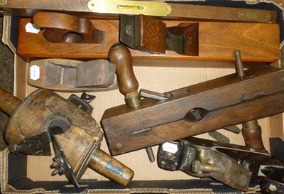 Lot 1068 - Six Vintage Tools, including a steel smoothing plane, with rosewood infill, brass lever cap and...