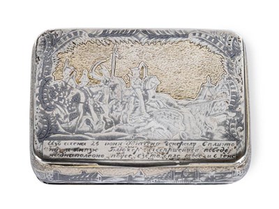 Lot 420 - Battle of Waterloo Interest: An 19th Century Russian Silver Snuff Box, assay master probably...