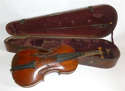 Lot 1079 - An 18th Century Tyrolean Violin, indistinctly labelled '..Bergen..', with a 356mm one piece...
