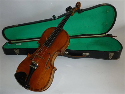 Lot 1092 - A 19th Century German Copy of a Maggini Violin, labelled 'Excelsior Copy of Paulo Maggini...