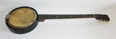 Lot 1101 - A 5-String Zither Banjo, with 8inch velum head, wooden resonator, geared machine head, in...