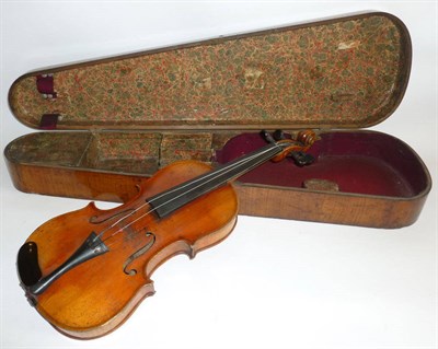 Lot 1115 - A 19th Century Half Size French Violin, labelled 'Antonius Stradivarious Cremonensis Fecit Anno...