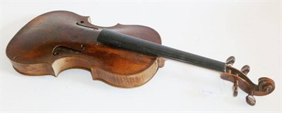 Lot 1119 - An Early 19th Century German Violin, no label, with 357mm two piece back, rosewood tuning pegs