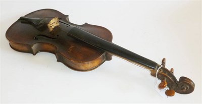 Lot 1124 - An Early 19th Century German Violin, no label, with 352mm one piece back, boxwood tuning pegs