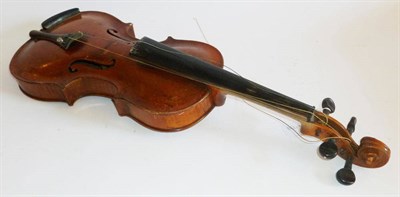 Lot 1127 - A Late 19th Century German Violin, labelled 'Copy of Stainer', with 354mm two piece back, ebony...