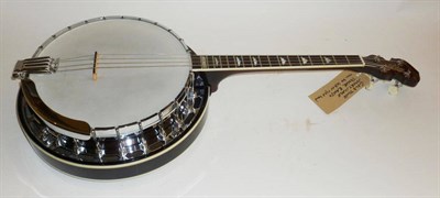 Lot 1139 - A Gold Tone Short Scale 4-String Tenor Banjo, with mahogany neck, flame maple resonator,...