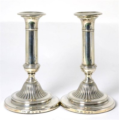 Lot 427 - A Pair of George III Silver Candlesticks, John Green, Roberts, Mosley & Co, Sheffield 1799, the...