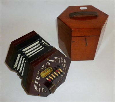 Lot 1145 - A Lachenal & Co Forty Eight Key English System Concertina, serial number 31382, with fretwork...