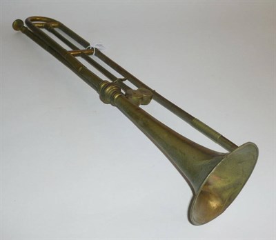 Lot 1153 - A 19th Century Brass Trumpet with Slider by W Grayson, with nickel silver mounts, brass mouthpiece