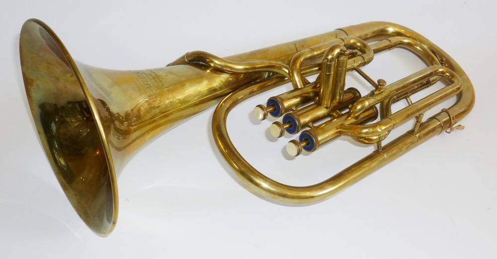 Lot 1154 - A Boosey & Hawkes Brass 'Lafleur' Tenor Horn, serial number 651624, with three mother of pearl...