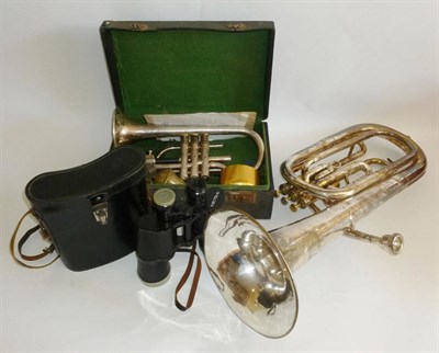 Lot 1157 - Two Besson & Co Silver Plated Wind Instruments - Cornet serial number 22884, with foliate...