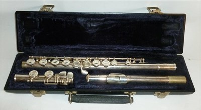 Lot 1160 - A James Galway Silver Plated Flute, serial number 456403, in a plush lined case; A Boosey &...