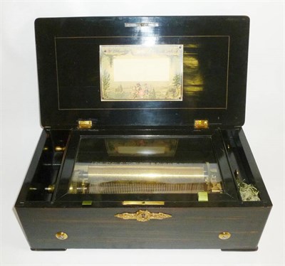 Lot 1169 - A 19th Century Swiss Cylinder Music Box, with 24cm brass cylinder and single steel comb...