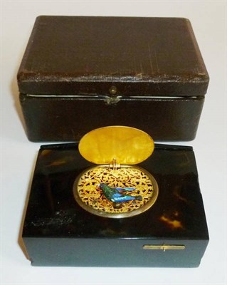 Lot 1173 - A 19th Century Singing Bird Musical Box Automaton, the rectangular tortoiseshell case with an...