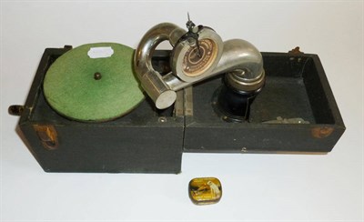 Lot 1176 - A Miniature 'Kameraphone' Portable Gramophone, in a rectangular leathercloth covered case,...