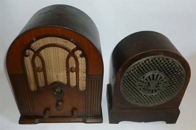 Lot 1183 - Two Walnut Cased Valve Radios with Domed Tops - Marconi 283 and a Magnavox 150D (no backs),...