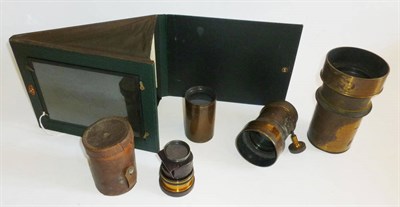 Lot 1187 - Four Brass Barrel Lenses, including Fallowfield of London and a Cooke Series III lens; A French...