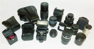 Lot 1193 - Camera Lenses and Accessories, including a Nikon Series E 70-210mm zoom lens, also Tamron, Zenitar