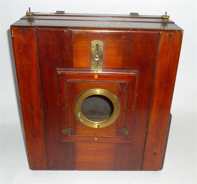 Lot 1208 - A Large Mahogany Tailboard Camera Body, no makers name, plate size 9 3/4in by 9 3/4inch,...