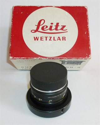 Lot 1228 - A Leica Leicaflex 21mm f/4 Super-Angulon-R Lens No.2283367, black bayonet mount lens, with lens...