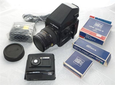 Lot 1235 - A Zenza Bronica GS-1 Camera No.3101225, with Zenzanon-PG 100mm f/3.5 lens, two spare backs,...