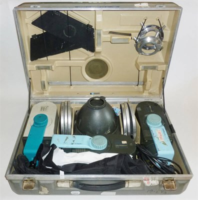 Lot 1251 - A Broncolor 41 Expert Impact Lighting Kit, in hard plastic case, with four large backgrounds