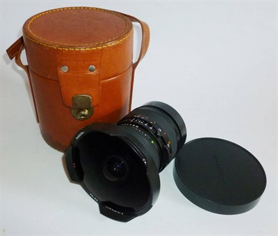 Lot 1255 - A Hasselblad Carl Zeiss Distagon f/3.5 30mm CF Fisheye Lens No.7492391, with lens covers and...