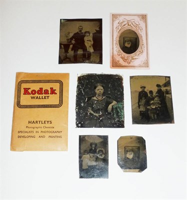 Lot 1264 - Five 19th Century Tintype Portrait Photographs, together with glass portrait of a girl (6)