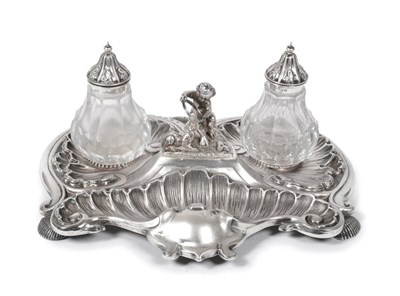 Lot 448 - A Victorian Silver Inkstand, Thomas Prime & Son, Birmingham 1860, in the rococo style and...