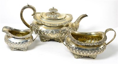 Lot 451 - A George IV Silver Three Piece Tea Service, maker's mark WE, London 1821/23, comprising tea...