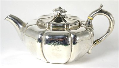 Lot 452 - A William IV Silver Teapot, maker's mark worn, London 1833, of compressed melon form and...