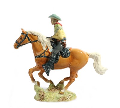 Lot 116 - Beswick Canadian Mounted Cowboy, model No. 1377, palomino gloss