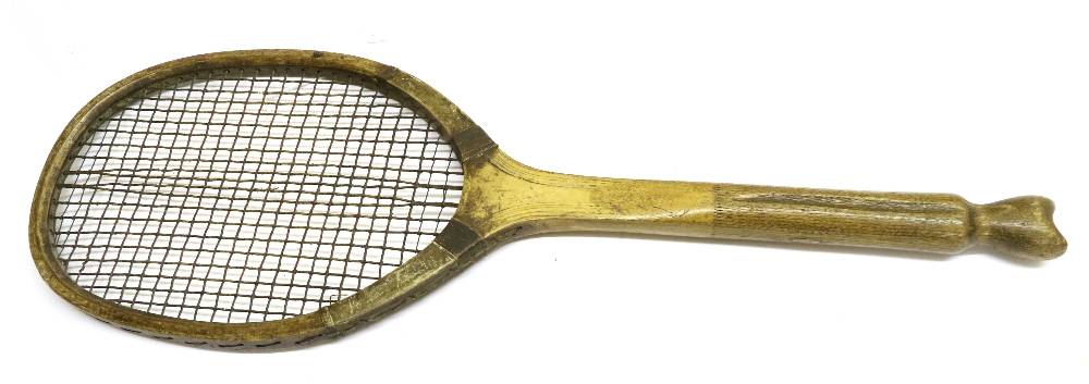 Lot 3001 - A Circa 1920s Fishtail Tennis Racket 'The Eastbourne', weight 12 1/2oz, with gut strings