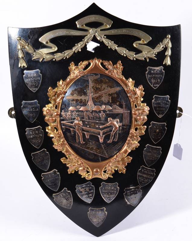Lot 3002 - Challenge Shield For Billiards Presented By H Pike Pease DL MP with small shields with the...