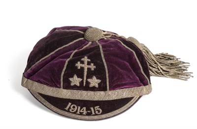 Lot 3016 - Fettes College (Edinburgh) Rugby Cap 1914-15 maroon with cross crossiet fitchy and two stars emblem