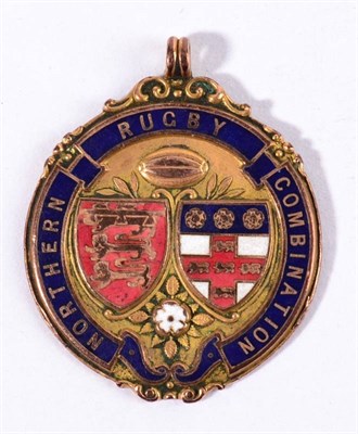 Lot 3021 - Northern Rugby Combination Medal 1913-14 Wigan FC engraved verso A Magraw 9ct gold (Elkington)