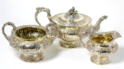 Lot 460 - A George IV Scottish Silver Three Piece Tea Service, Mitchell & Sons, Glasgow 1824, comprising...