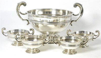 Lot 461 - An Edwardian Silver Bowl and Four Miniature Bowls, Charles & George Asprey, London 1902, each...